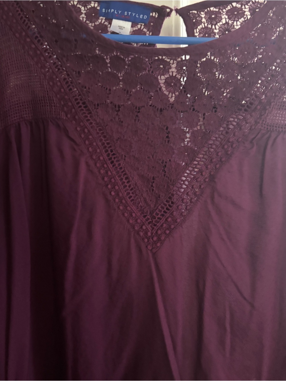 Simply Styled Lace Yoke Tunic - Plum